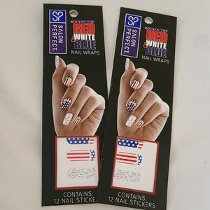 Red White Blue Nail 💅 Wraps 12 Stickers 2 packs